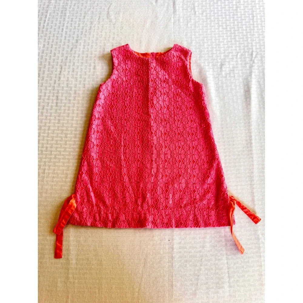 Lilly Pulitzer Girls‎ Pink Lace Shift Dress Size 3 Orange Bows 26005G